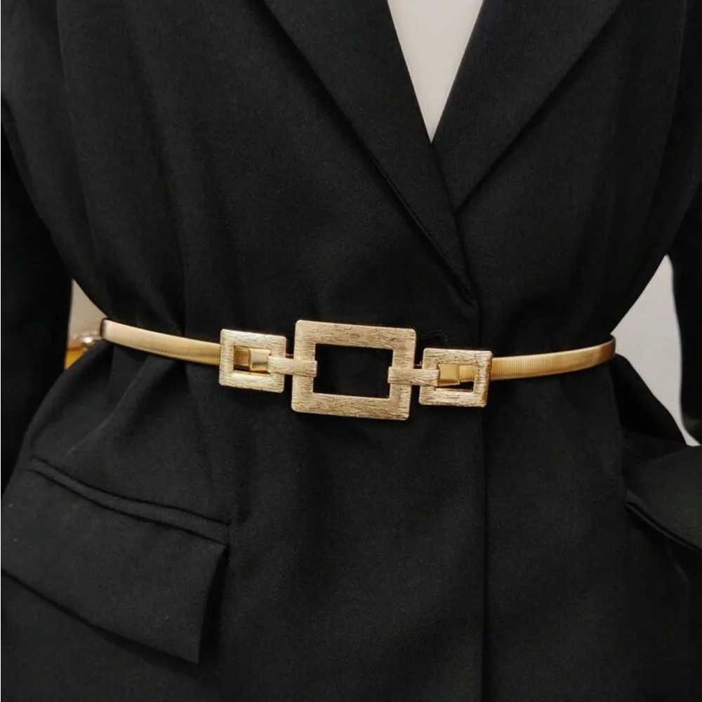 Elegant Gold Belt with Square Buckle - Picture 1 of 6